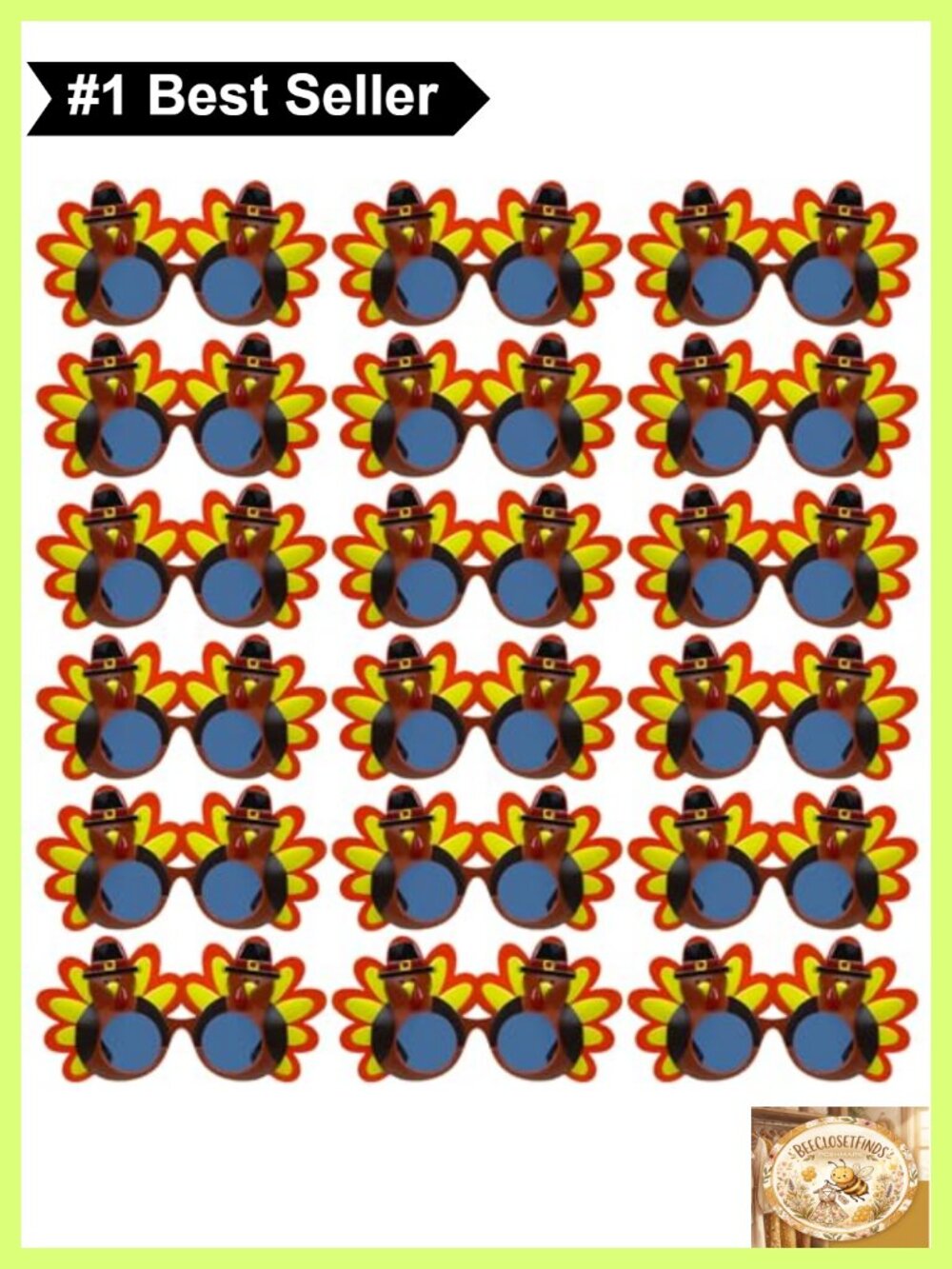 Thanksgiving Turkey Sunglasses 18 Pack Plastic Party Favors